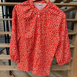 NWT Red print blouse.